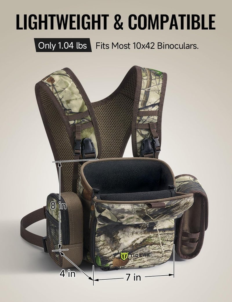 TIDEWE Binocular Harness Chest Pack with MOLLE System, 2 Detachable Pouches, Silent Magnetic Closure, Lightweight & Waterproof Bino Harness for Hunting, Hiking & Birdwatching, Next Camo G2 - Image 2
